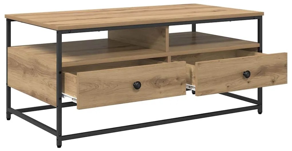 Dohányzóasztal fiókkal kézműves tölgy 100 x 51 x 45 cm Faanyag