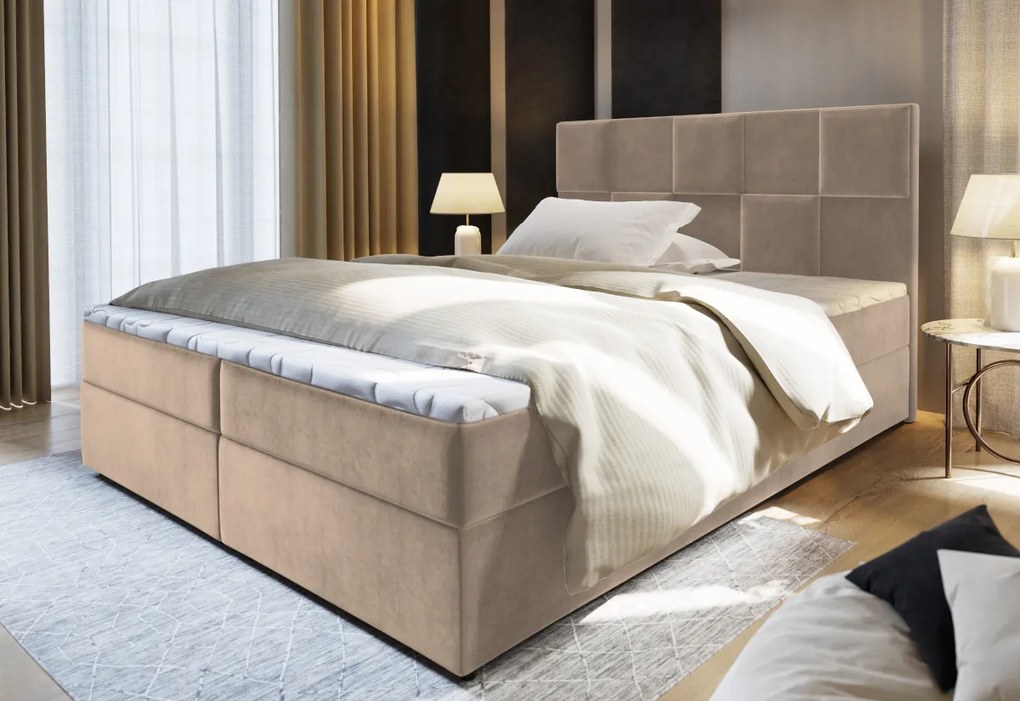 PIACO kárpitozott boxspring ágy, 140x200, kronos 03