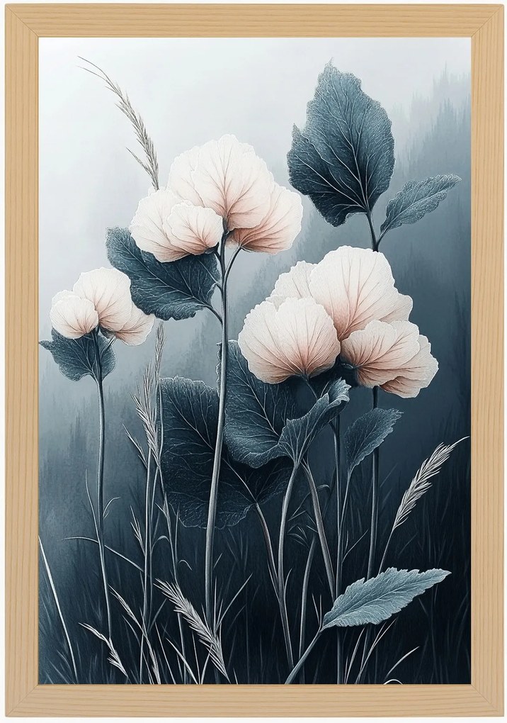 Poszter Keret Fa Természet Rét Virágok Növényzet Ombre 40x60