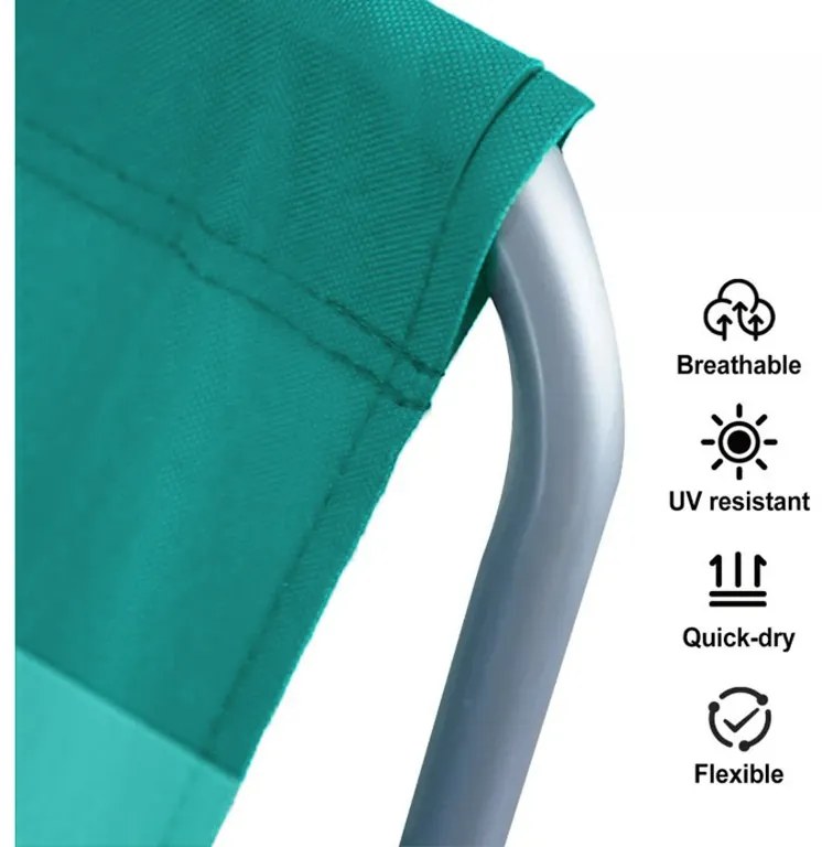 Összecsukható tengerparti napozóágy SAND, zöld csíkos