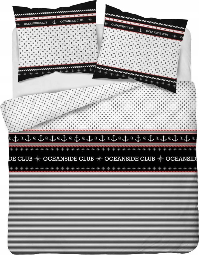 Szatén ágyneműhuzat 160x200 fehér fekete Home Satin