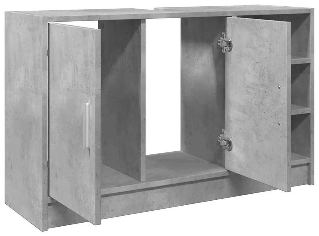 Betonszürke szerelt fa mosdószekrény 90 x 29 x 55 cm