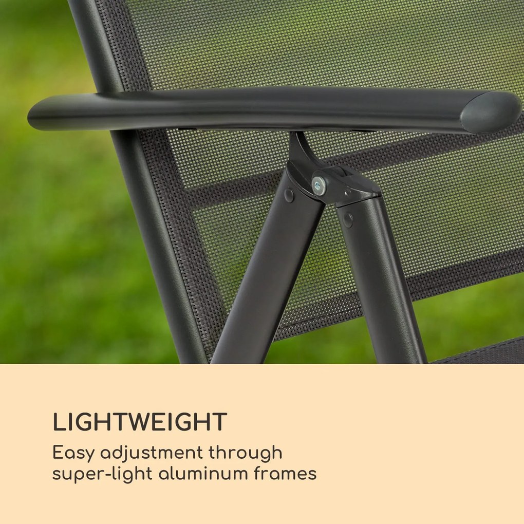 Blumfeldt Almeria garden chair, összecsukható szék, 2 darabos szett, 56,5 x 107 x 68 cm, comfortmesh, antracit