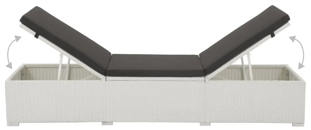 Fehér polyrattan napozóágy fekete párnával