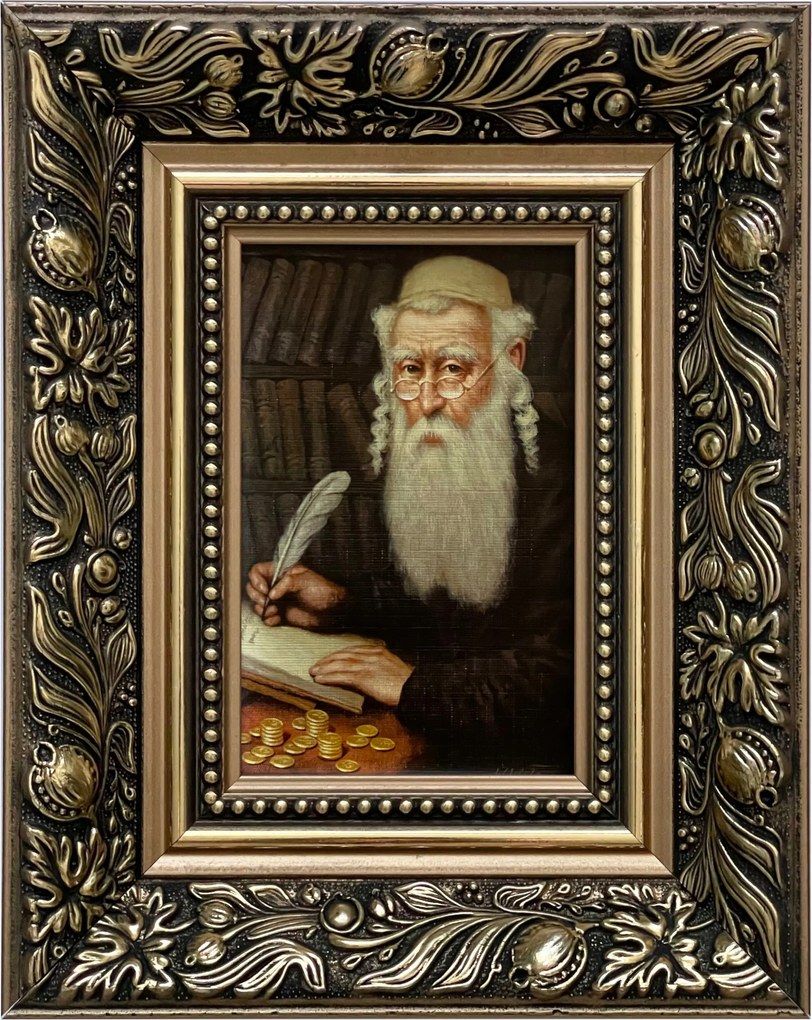 Vászonkép 25x20 Pénzszámláló Zsidó Arany Díszített Keret