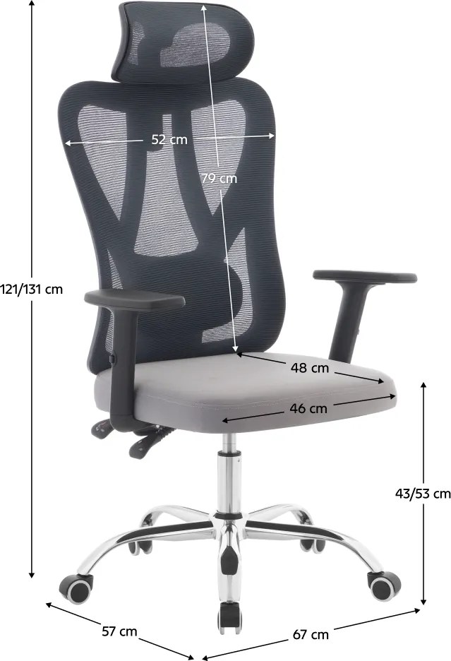 Irodai szék, sötétszürke/világosszürke/króm, teherbírás 150 kg, ADEMIR
