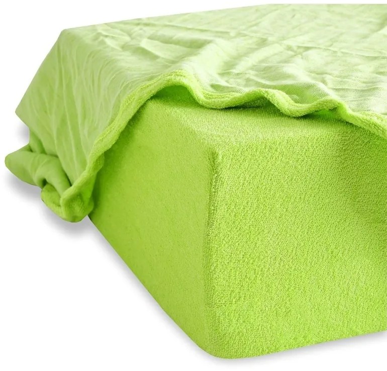EMI Zöld frottír gumis lepedő, 90x200-as lap