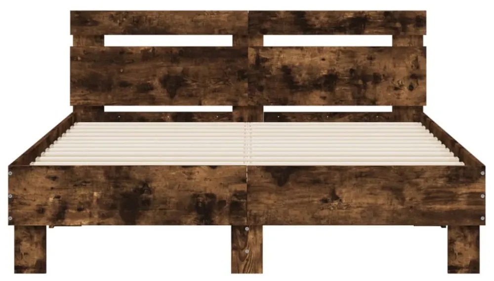 füstös tölgy színű ágykeret fejtámlával és LED-del 135x190 cm