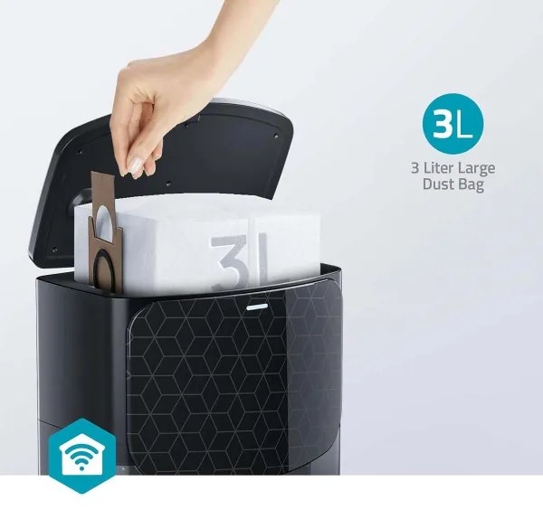 Nedis WIFIVCL002CBK - Intelligens robotporszívó felmosóval Wi-Fi Tuya fekete + távirányító