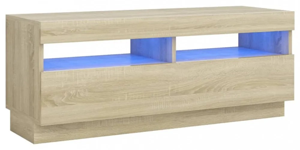sonoma tölgy színű TV-szekrény LED-lámpákkal 100 x 35 x 40 cm