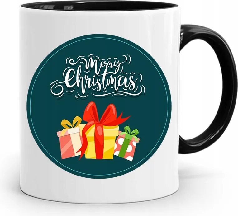 Fekete Karácsonyi Bögre Mikulásra, fényképes nyomtatással