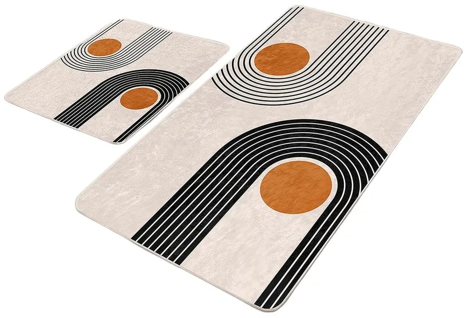 Bézs bársony fürdőszobai kilépő szett 2 db-os 60x100 cm Dot Arch – Mila Home