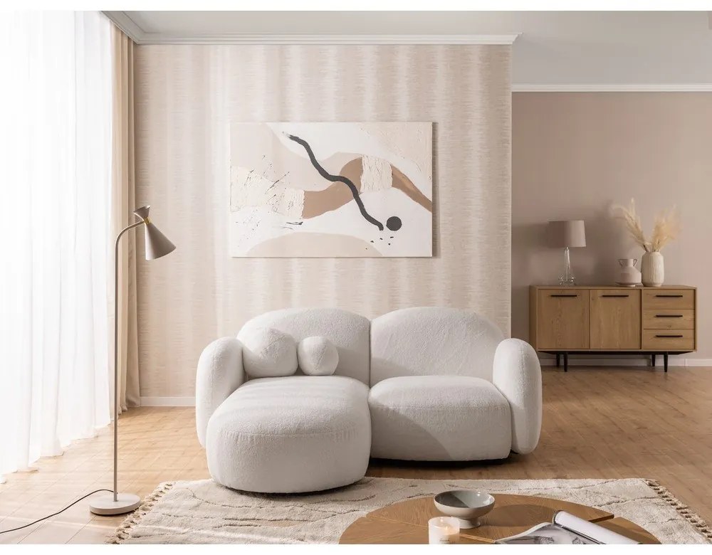 Krémszínű buklé sarokkanapé (bal oldali-heverő résszel) Orbit – Ropez