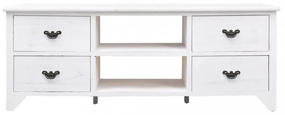 antik fehér tömör császárfa TV-szekrény 108 x 30 x 40 cm