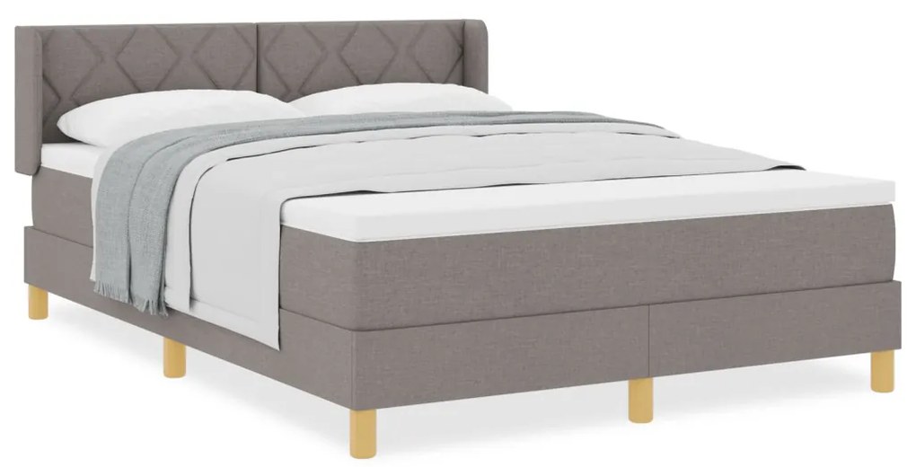 Box Spring Ágy Ágytakaróval, Bézs - 140 x 200 cm, Textil