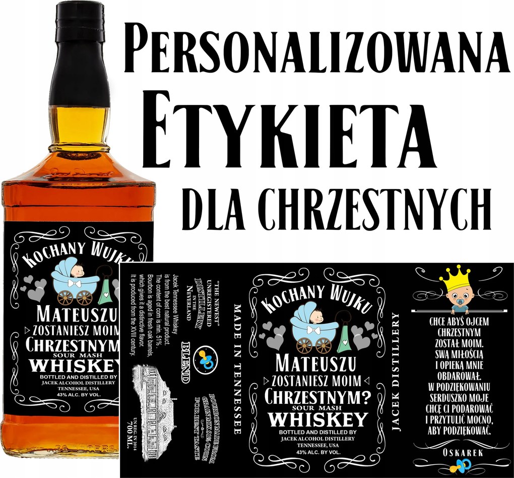 Címke Matrica Whisky Keresztapa Fiú Személyre Szabott