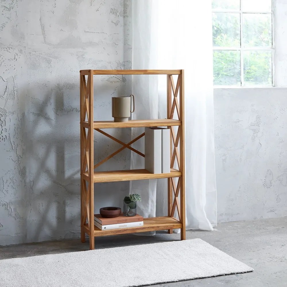 Natúr színű tölgyfa polcos állvány 70x124 cm X-Shelf – Unique Furniture