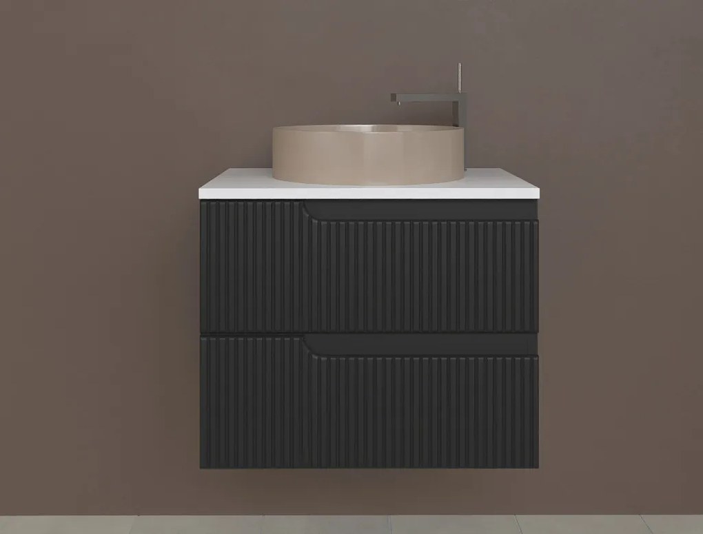 Piramida EURIDIKA fali fürdőszobabútor - mosdópult mosdó nélkül -2 fiókos - PINO FEKETE - 65 x 48 x 53 cm