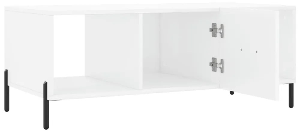 magasfényű fehér szerelt fa dohányzóasztal 102 x 50 x 40 cm