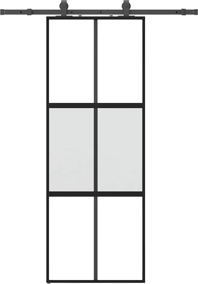 vidaXL fekete edzett üveg tolóajtó fémszerelék szettel 76x205 cm
