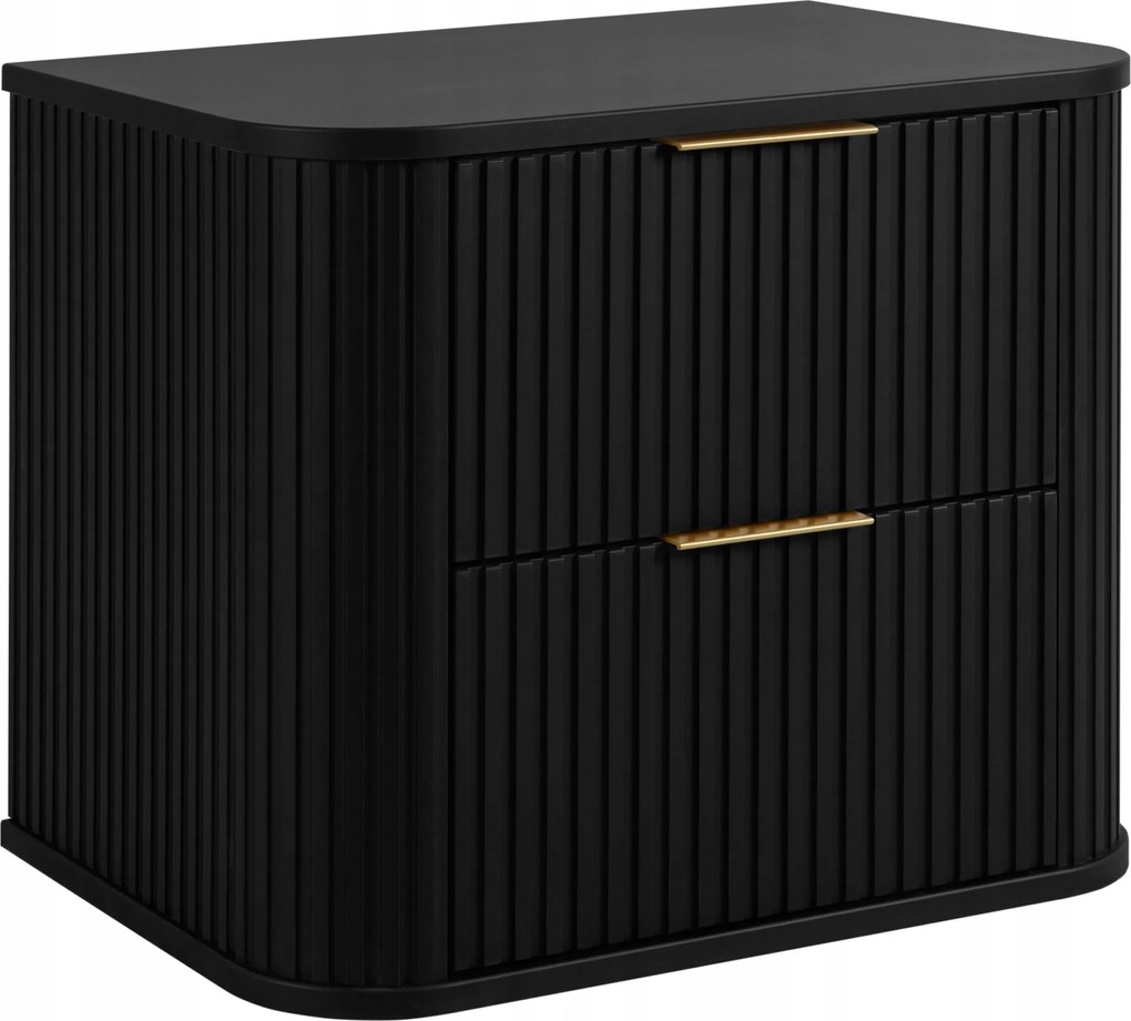 Fürdőszoba szekrény mosdó alá Akasztós Fekete 60 Ovális frontok