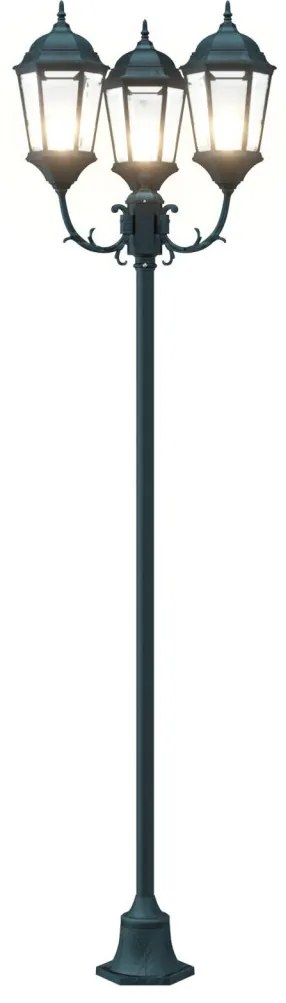 Kerti Lámpaoszlop 3-Lámpás E27 Zöld 220 cm Alumínium
