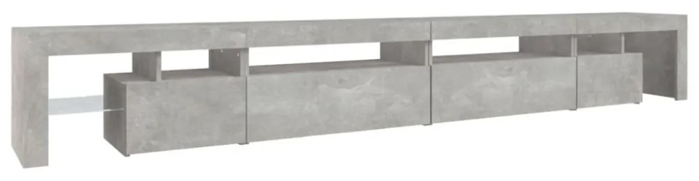 betonszürke TV-szekrény LED-lámpákkal 290x36,5x40 cm