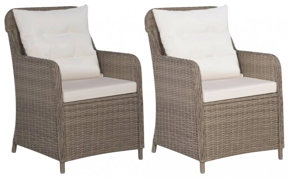 2 db barna polyrattan kültéri szék párnával