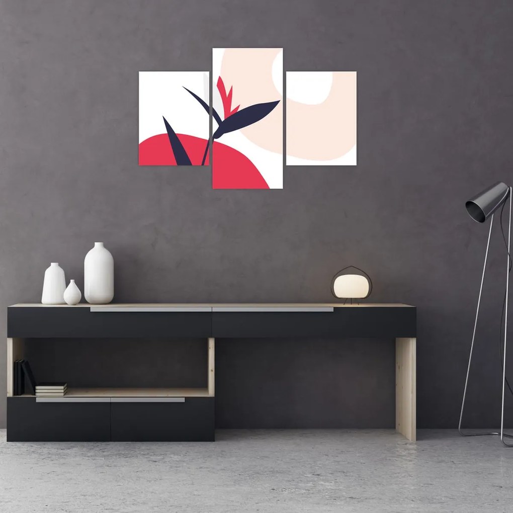Kép - Rózsaszín virágos absztrakció N⁰1 (90x60 cm)