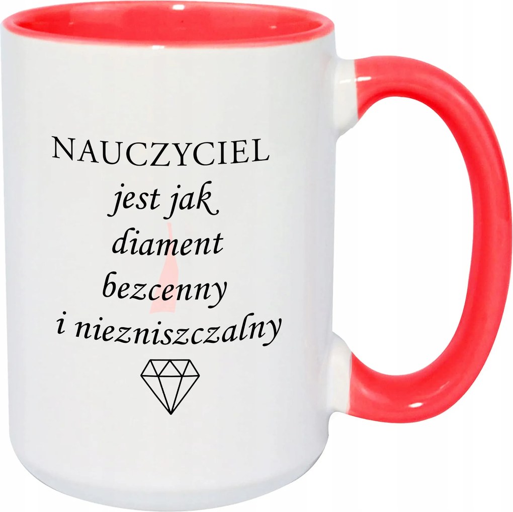 Bögre Fehér XXL Piros Belső Tanár Mint Gyémánt Tanár Wz