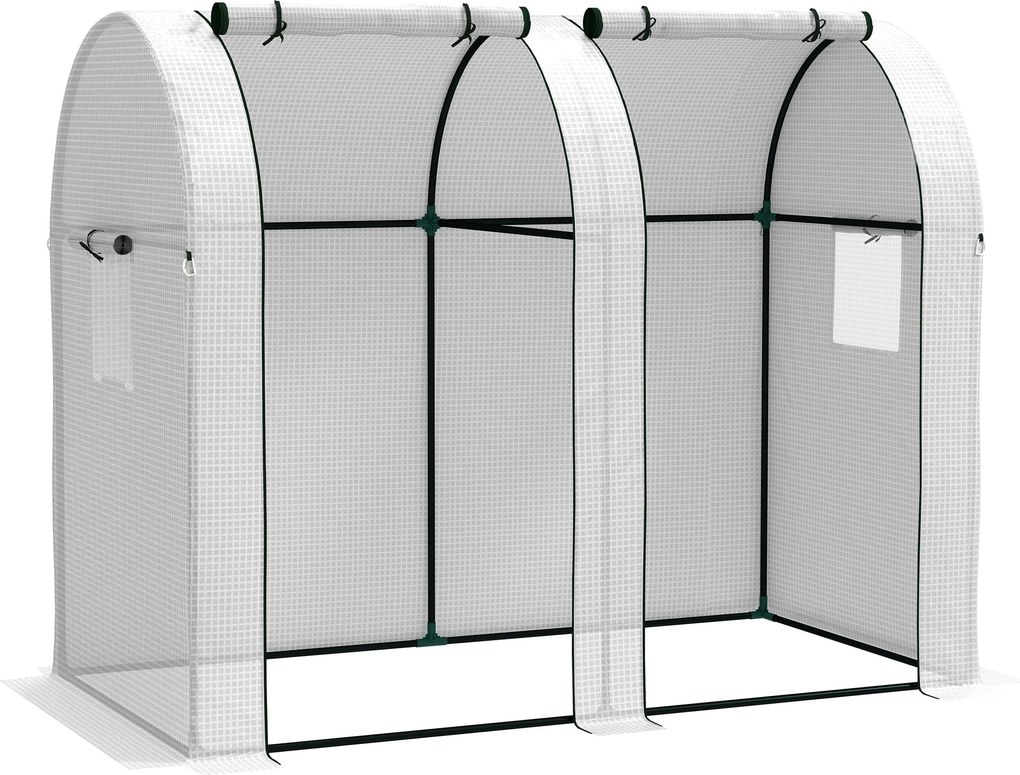 Outsunny Kerti Üvegház 1,8 m² Paradicsom Üvegház, méretek: 1,85L x 0,9W x 1,5H m, 2 csúszó cipzáras ajtó, 4 felhúzható ablak, acél, PE nagy sűrűségű 1