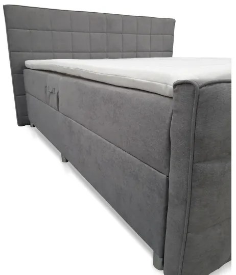 Elektromosan állítható kárpitozott HELEN ágy matracokkal és topperrel, 180×200 cm, szürke