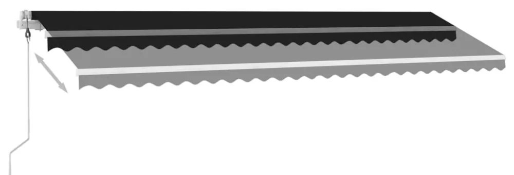 antracitszürke szélérzékelős és LED-es napellenző 600x300 cm