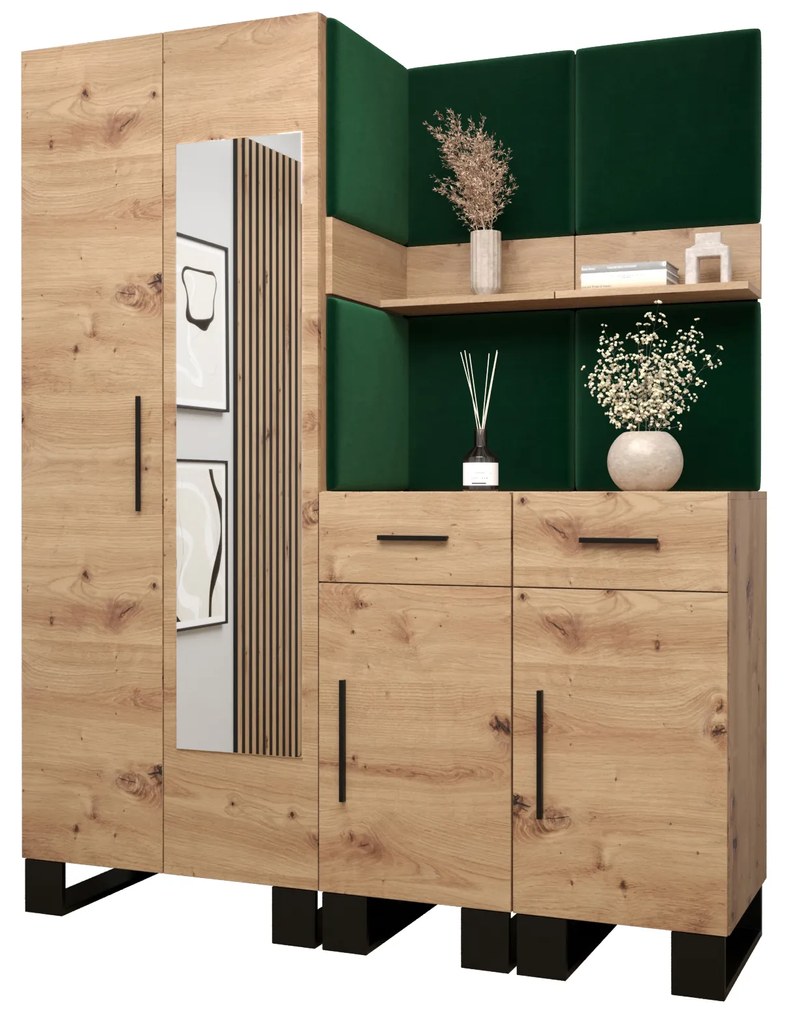 Előszobabútor Amanda 15 (artisan tölgy + zöld). 1085989