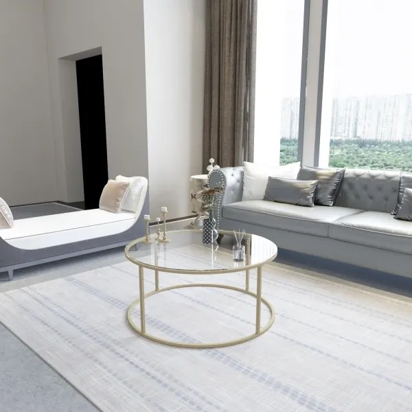 BERLIN konferencia asztal 80x45 cm arany/átlátszó