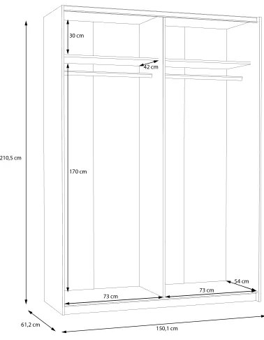 KARO gardróbszekrény 150x210 cm fehér/artisan tölgy