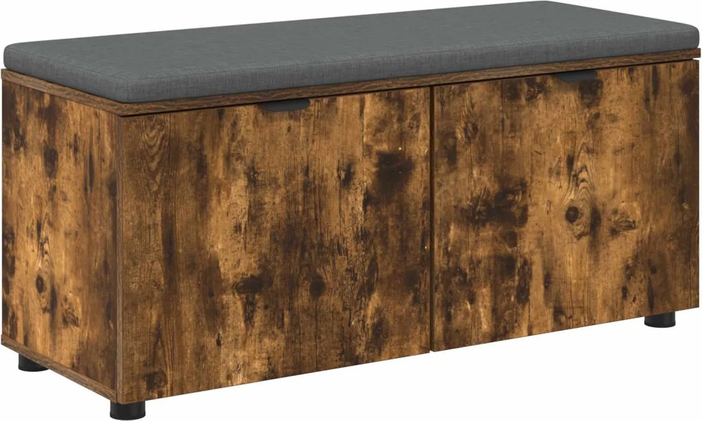 vidaXL Előtér pad Füstölt Tölgy 100 x 38 x 46 cm Műanyag Fa és Szövet