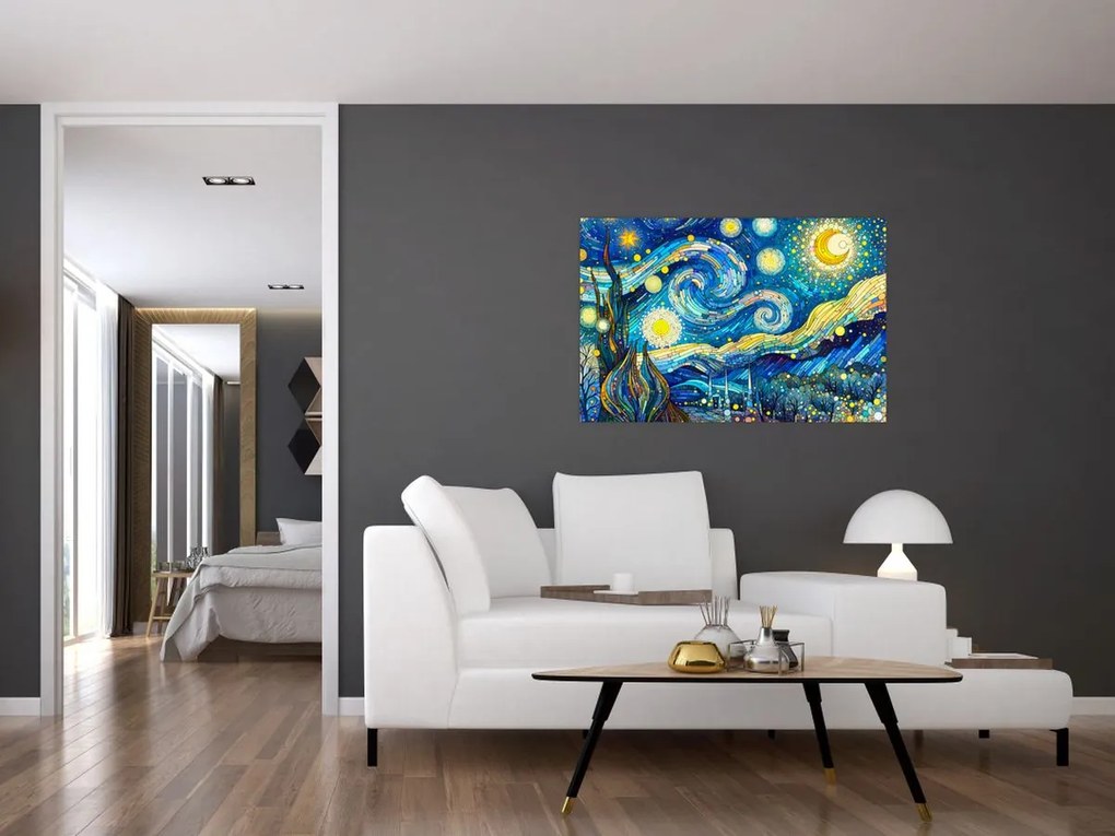 Kép – Csillagos éjszaka mozaikja (90x60 cm)