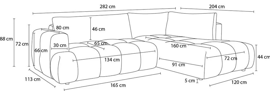 Világosszürke kinyitható-tárolóhelyes sarokkanapé (jobb oldali-L alakú) Fuji – Bobochic Paris