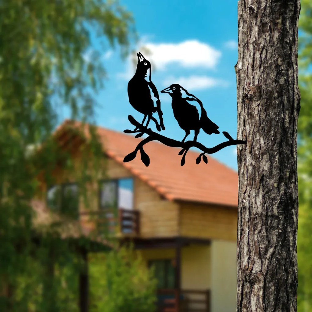 Bird fém kerti dísztárgy, fekete, 45×39 cm