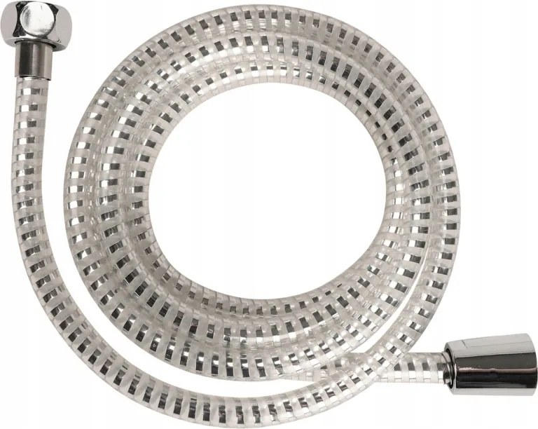 Zuhanycső 200 cm, krómozott, átlátszó, Pvc