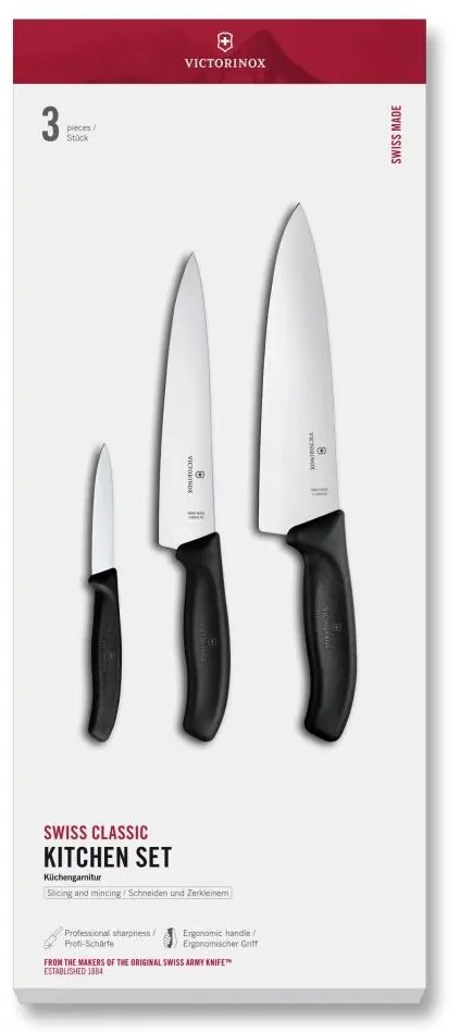 Victorinox - SWISS CLASSIC 3 részes konyhakéskészlet, fekete