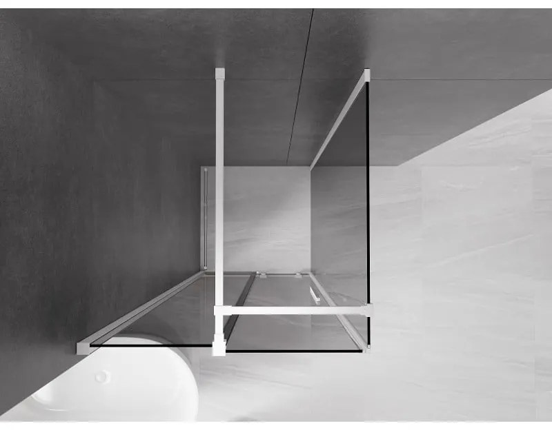 Mexen Velar, zuhanykabin tolóajtóval 90 x 90 cm, 8mm szürke üveg, fehér matt, 871-090-090-41-20