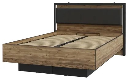 Franciaágy tárolóval OREN 140x200 cm barna/fekete