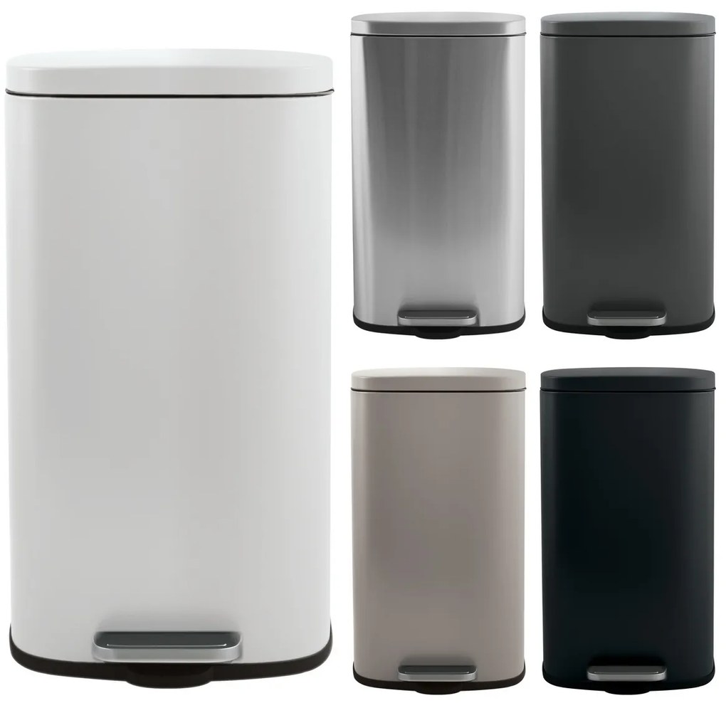Spirella Soft-close Akira pedálos hulladékgyűjtő 50 l, csiszolt rozsdamentes acél, 50 l