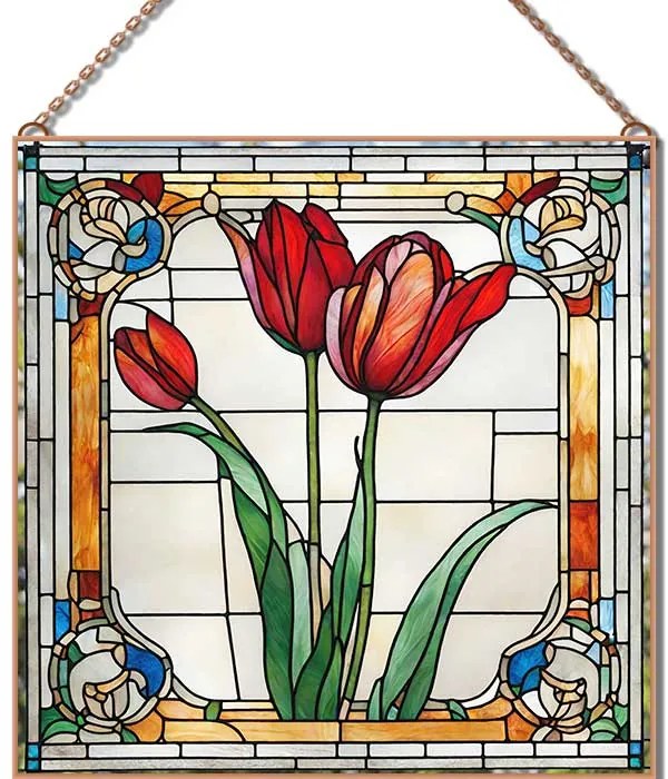 Stained-Glass-Tulip-2 üvegkép, falikép