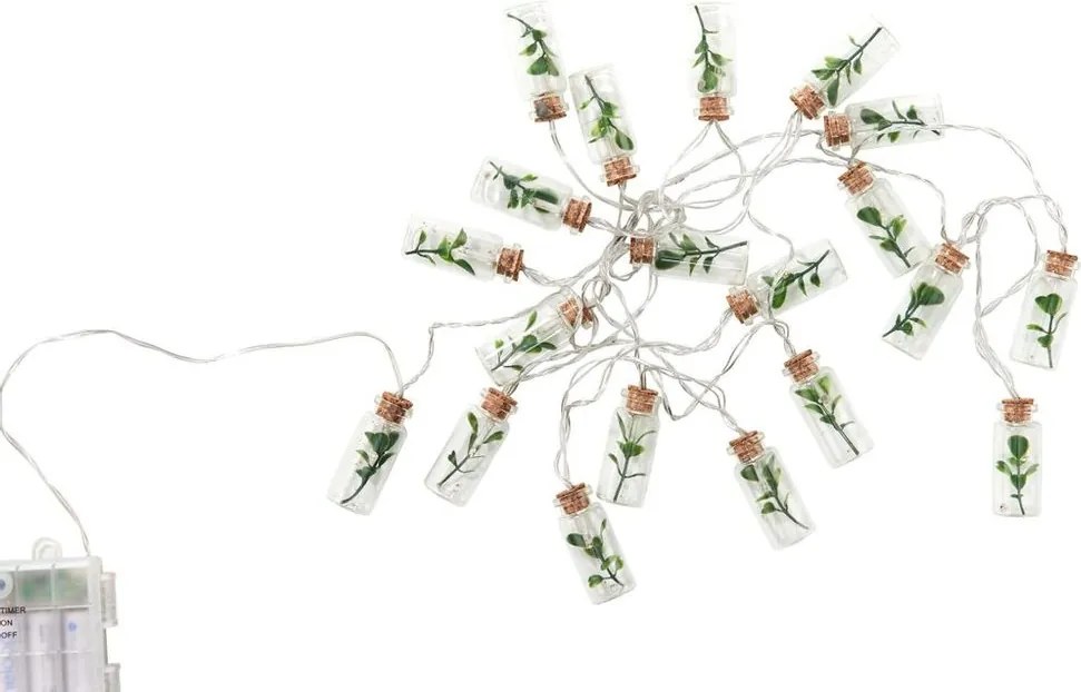 URBAN JUNGLE égősor USB kábellel, befőttes üveg / levél 20 égő