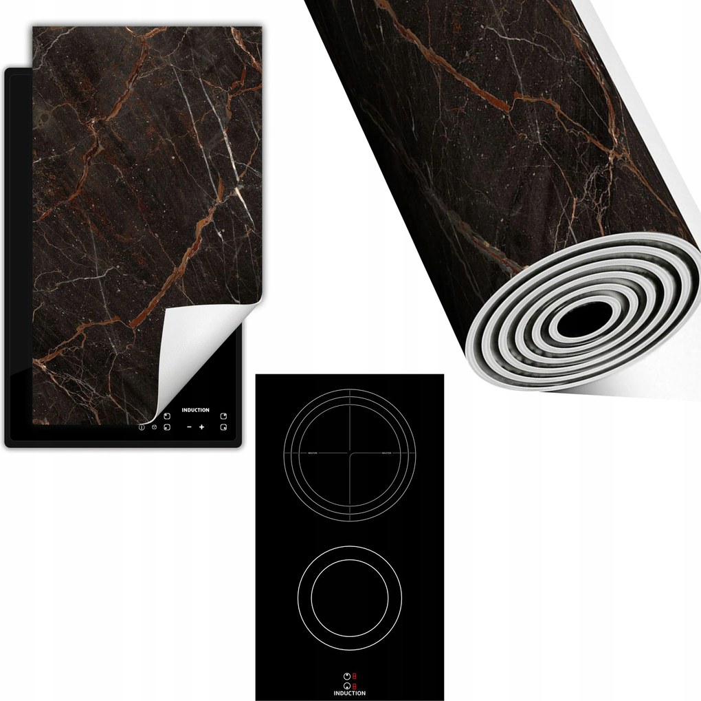 Indukciós Védőszőnyeg Konyhapult 30x52 barna márvány