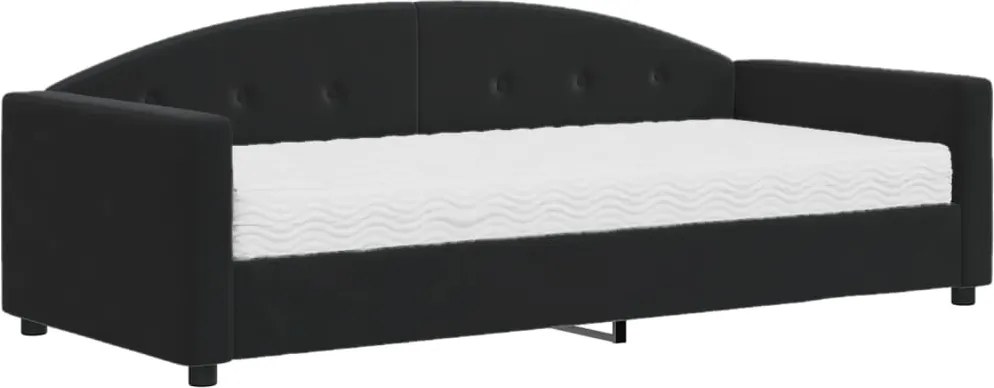 vidaXL fekete bársony heverő matraccal 90 x 190 cm