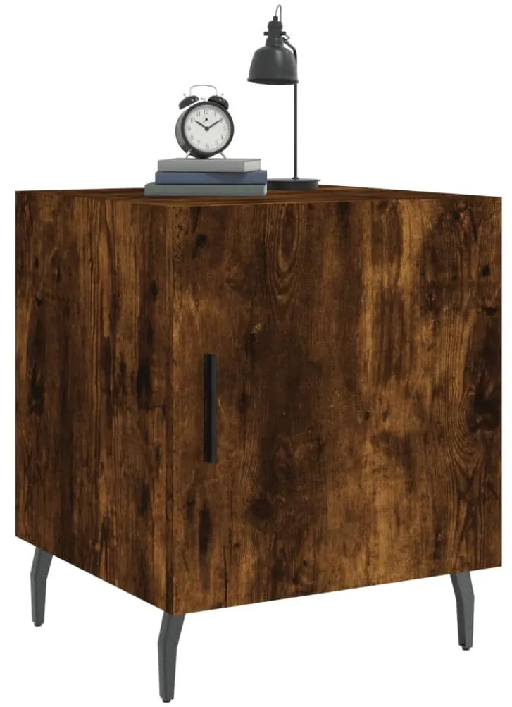 2 db füstös tölgy színű szerelt fa éjjeliszekrény 40x40x50 cm